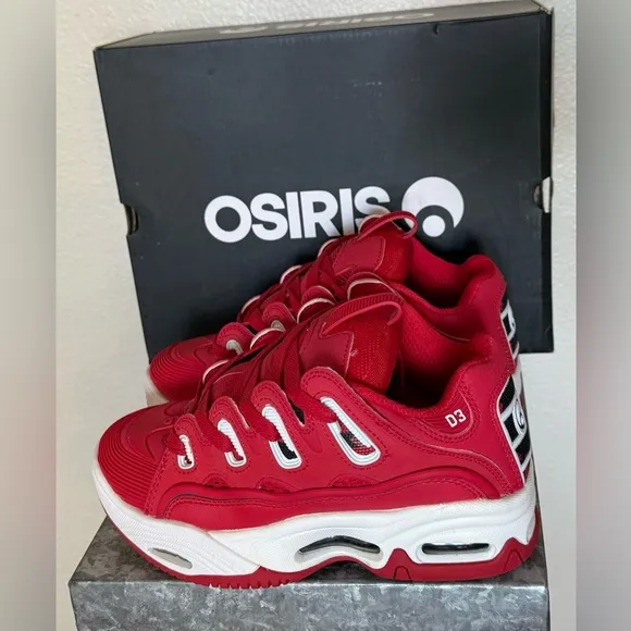 Osiris D3 2001 Red/Rizing/Sun Skate Shoes NWT, Youth Size 3
