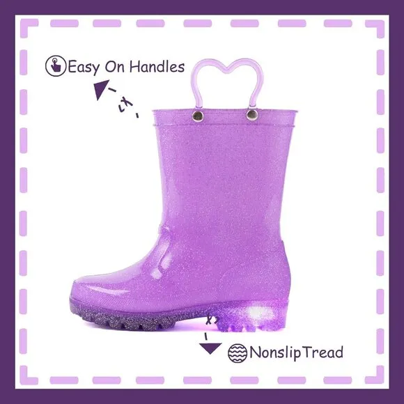 Outee Toddler Girls Rain Boot Purple Polyvinyl Chloride  Lightwight Waterproof