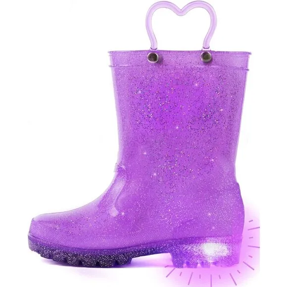 Outee Toddler Girls Rain Boot Purple Polyvinyl Chloride  Lightwight Waterproof