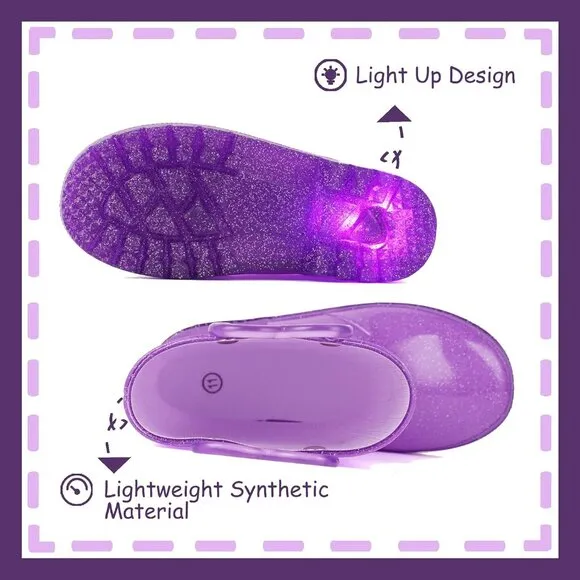 Outee Toddler Girls Rain Boot Purple Polyvinyl Chloride  Lightwight Waterproof