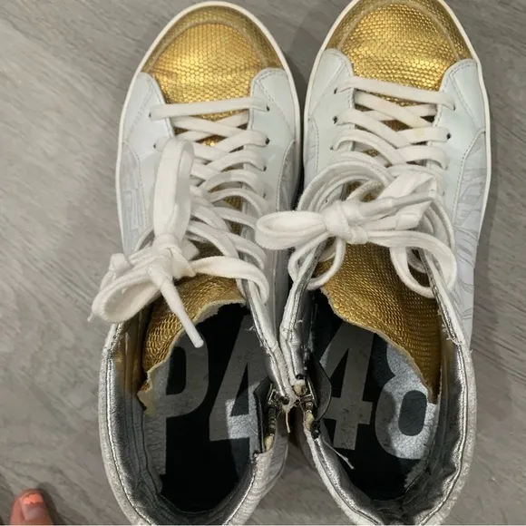 P448 Sneakers Palm High Top Leather in White Gold