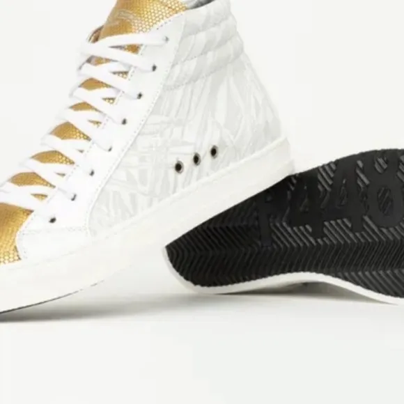 P448 Sneakers Palm High Top Leather in White Gold