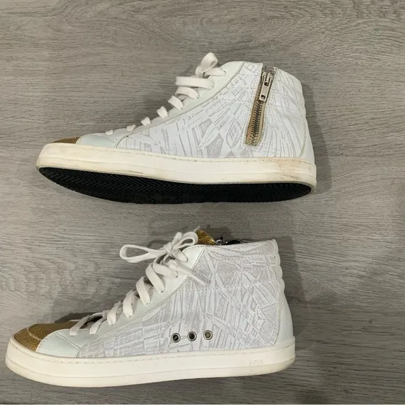 P448 Sneakers Palm High Top Leather in White Gold