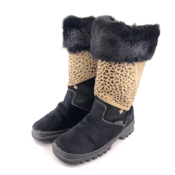 Pajar Black Goat Fur Cow Hair Apres Ski Winter Boots EUR 40