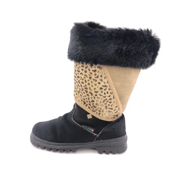 Pajar Black Goat Fur Cow Hair Apres Ski Winter Boots EUR 40