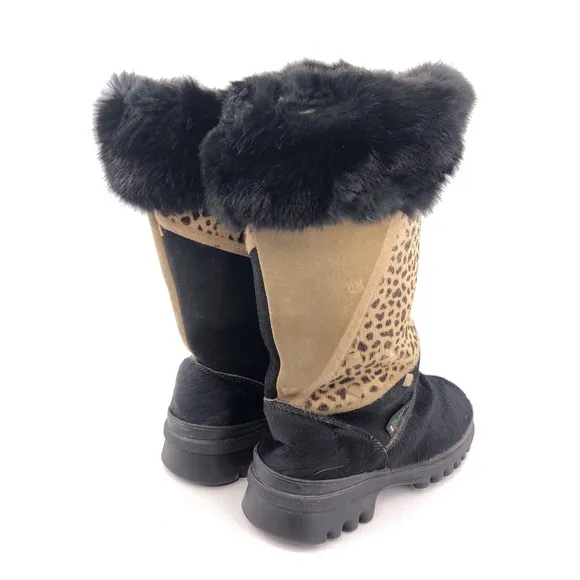 Pajar Black Goat Fur Cow Hair Apres Ski Winter Boots EUR 40