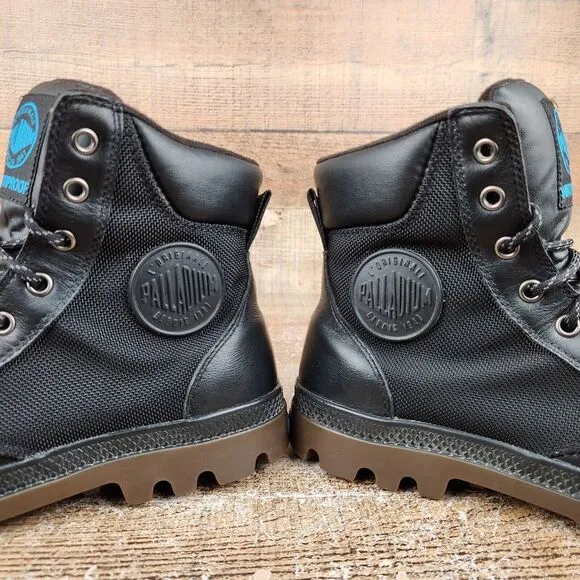 Palladium Pampa Sport Cuff WPN Women's Sz 9 Black Leather Nylon Waterproof Boots