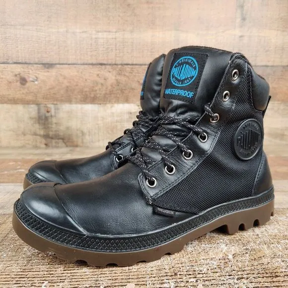 Palladium Pampa Sport Cuff WPN Women's Sz 9 Black Leather Nylon Waterproof Boots