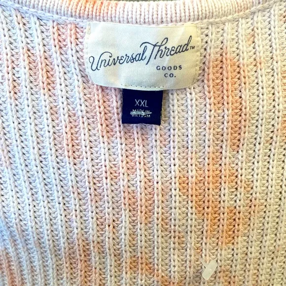 Pastel Peaches &amp; Cream Open Front Cardigan All Season Knit Sweater Plus Size XXL