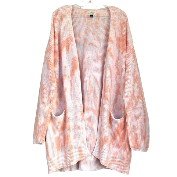 Pastel Peaches &amp; Cream Open Front Cardigan All Season Knit Sweater Plus Size XXL