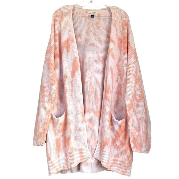 Pastel Peaches &amp; Cream Open Front Cardigan All Season Knit Sweater Plus Size XXL