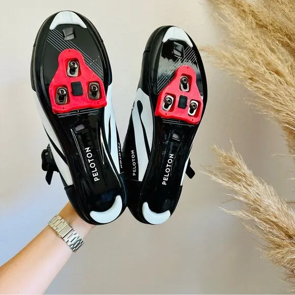 PELETON Black White Red Velcro Clip In Cleats Indoor Gym Bike Cycling Shoes 43
