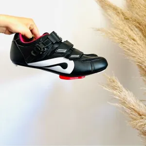 PELETON Black White Red Velcro Clip In Cleats Indoor Gym Bike Cycling Shoes 43