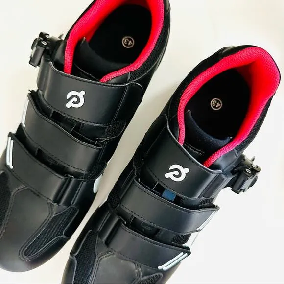 PELETON Black White Red Velcro Clip In Cleats Indoor Gym Bike Cycling Shoes 43