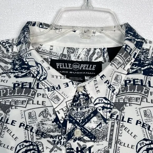 Pelle Pelle Marc Buchanan Shirt XXL AOP Mountain Ski Theme Long Sleeve Blue