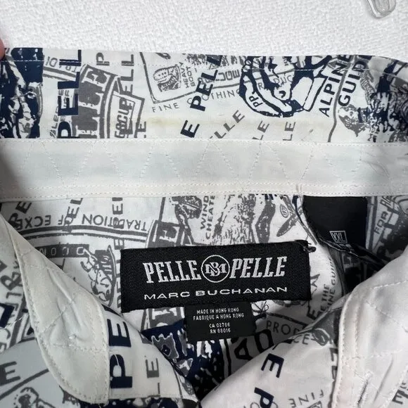 Pelle Pelle Marc Buchanan Shirt XXL AOP Mountain Ski Theme Long Sleeve Blue