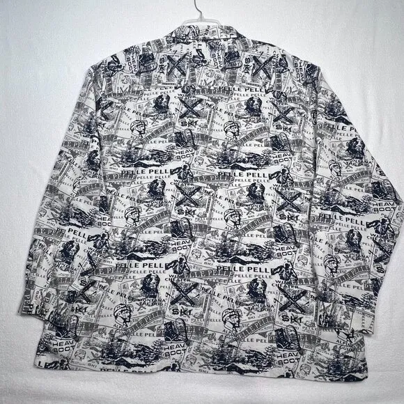Pelle Pelle Marc Buchanan Shirt XXL AOP Mountain Ski Theme Long Sleeve Blue