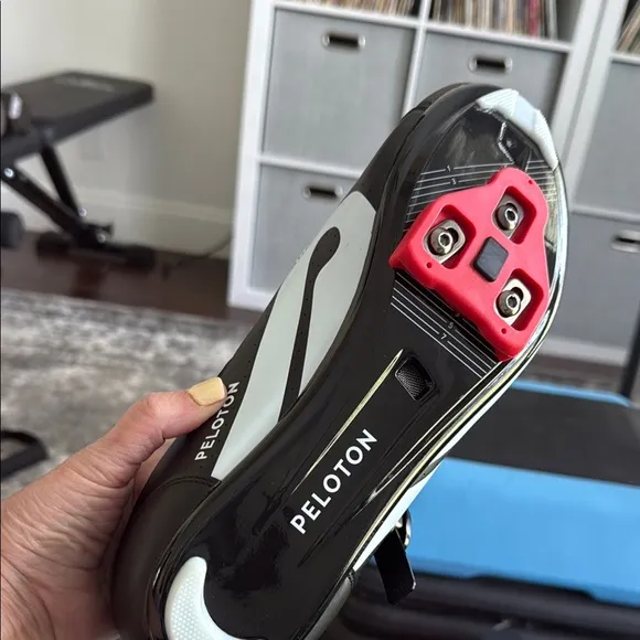 Peloton Black and Red Athletic Cycling Shoes