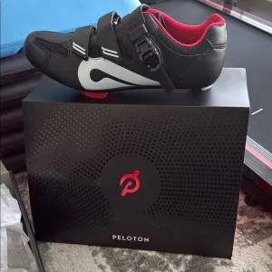 Peloton Black and Red Athletic Cycling Shoes