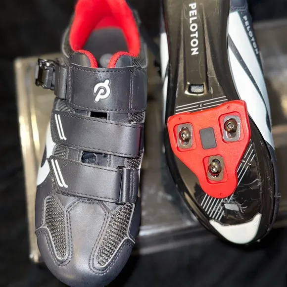 Peloton Black and Red Sneakers with Velcro Straps