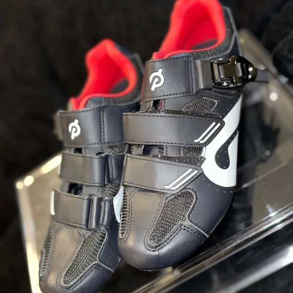 Peloton Black and Red Sneakers with Velcro Straps