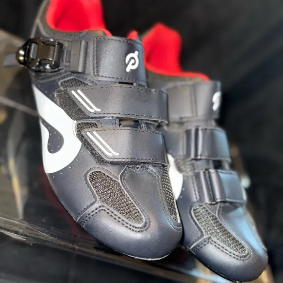 Peloton Black and Red Sneakers with Velcro Straps