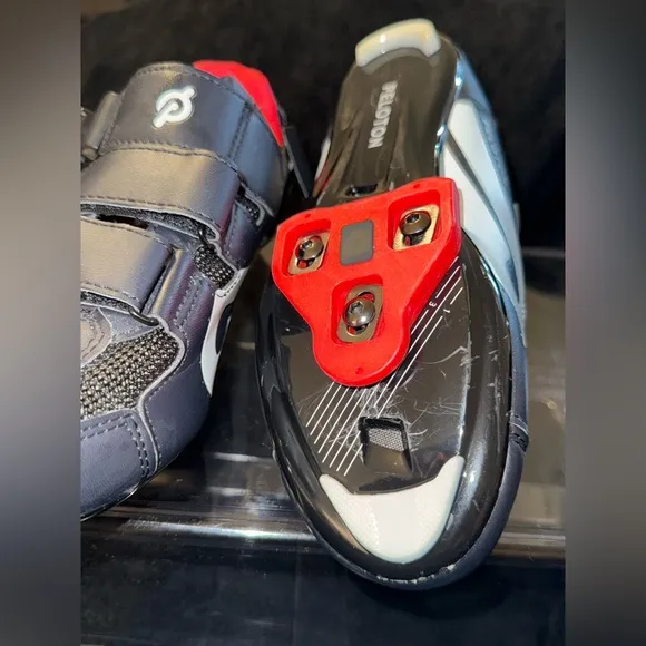 Peloton Black and Red Sneakers with Velcro Straps