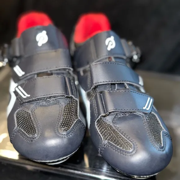 Peloton Black and Red Sneakers with Velcro Straps