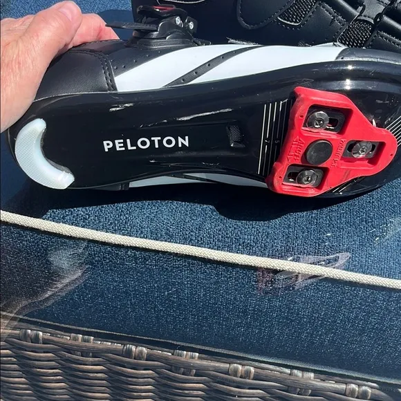 Peloton Black Cycling Shoes with Red Accents