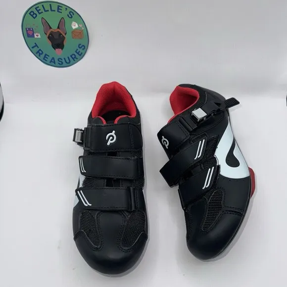 Peloton Black White Clip On Bike Cycling Shoes Women's Size 39 EU 8.5 US Men's 6