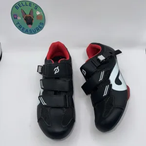 Peloton Black White Clip On Bike Cycling Shoes Women's Size 39 EU 8.5 US Men's 6