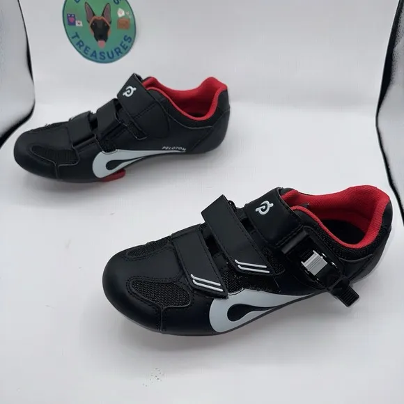 Peloton Black White Clip On Bike Cycling Shoes Women's Size 39 EU 8.5 US Men's 6