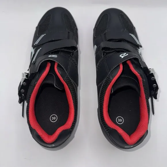 Peloton Black White Clip On Bike Cycling Shoes Women's Size 39 EU 8.5 US Men's 6