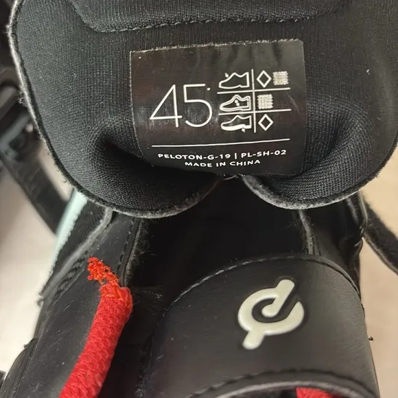 Peloton Cycling Shoes Black 45 Breathable Mesh Ratchet Clip Velcro Straps Cleats