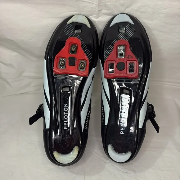 Peloton Cycling Shoes Black 45 Breathable Mesh Ratchet Clip Velcro Straps Cleats