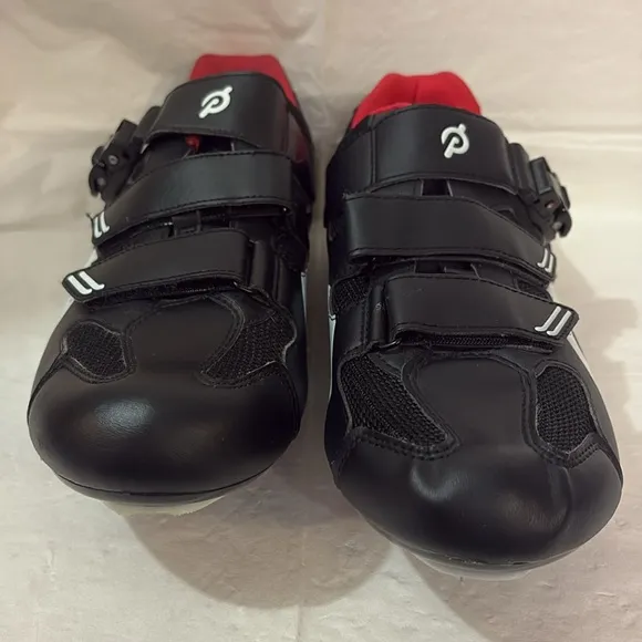 Peloton Cycling Shoes Black 45 Breathable Mesh Ratchet Clip Velcro Straps Cleats