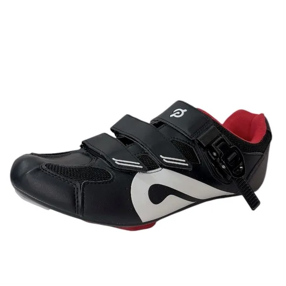Peloton Cycling Shoes Black 45 Breathable Mesh Ratchet Clip Velcro Straps Cleats
