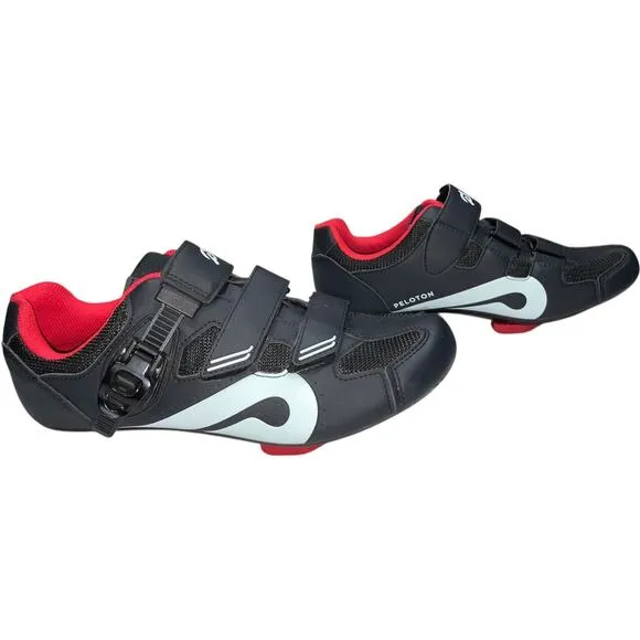 PELOTON Cycling Shoes- Black/White/Red      Size: EU 44 / US 10.5