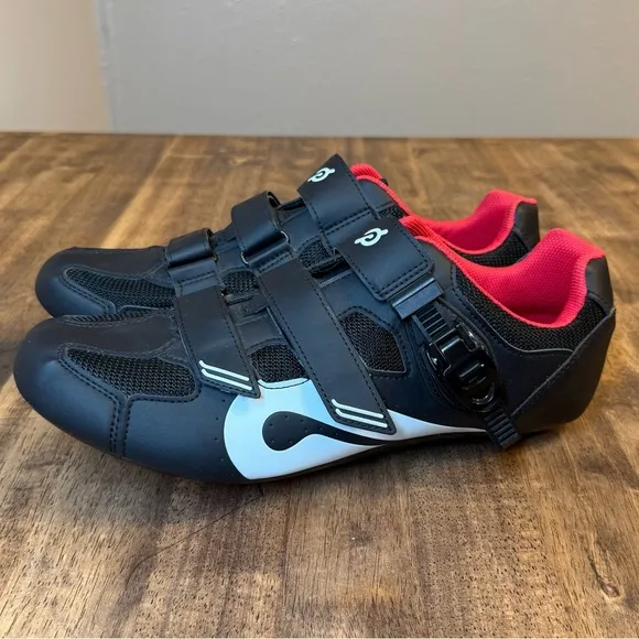 Peloton Cycling Shoes w/Delta Cleats Hook-And-Latch Closure Black Red Size EU 48