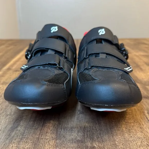 Peloton Cycling Shoes w/Delta Cleats Hook-And-Latch Closure Black Red Size EU 48