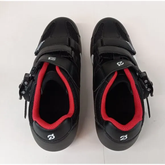 Peloton Cycling Shoes Women's EU 39 (US 8) Hook &amp; Loop Closure Black &amp; White NIB