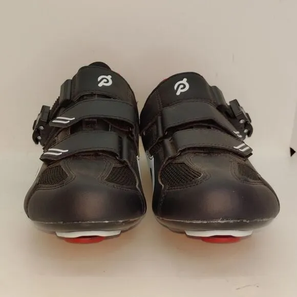Peloton Cycling Womens Pre-owned Black w/Red &amp; White Accents Cycling Shoes-sz. 7