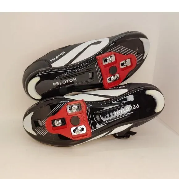 Peloton Cycling Womens Pre-owned Black w/Red &amp; White Accents Cycling Shoes-sz. 7