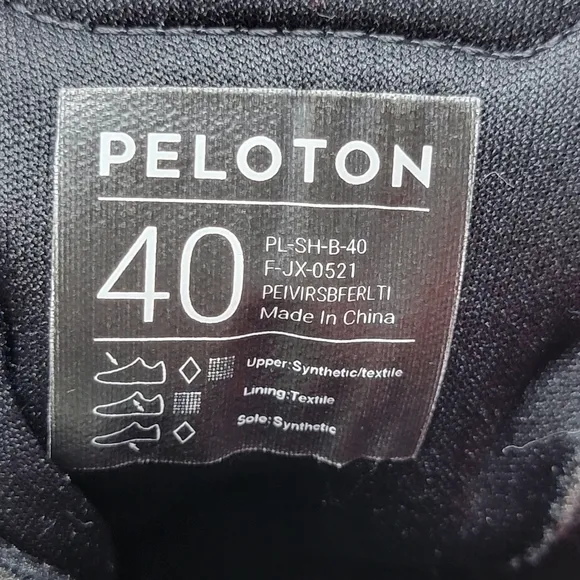 Peloton Size 40 US Men's 7 Women's 9 Cycling Black Bike Shoes PL-SH-B-40