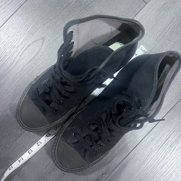 PF Flyers Sandlot High Top Shoes Mens 10 Womens 11.5 Black Canvas Sneakers Y2K