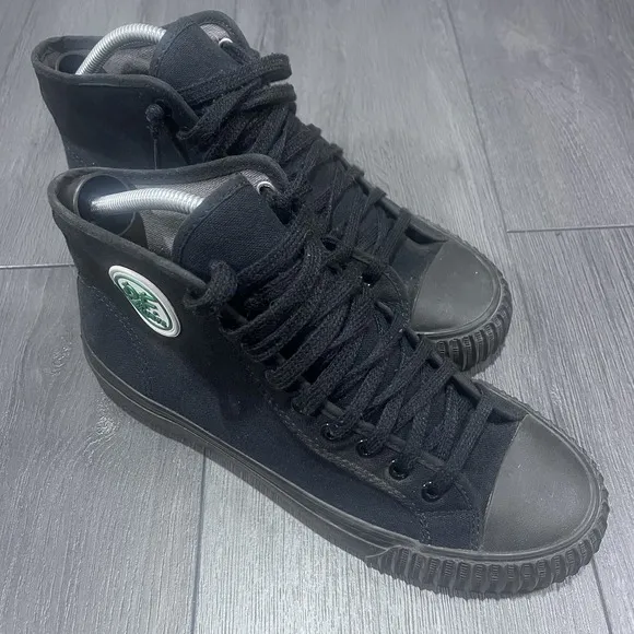 PF Flyers Sandlot High Top Shoes Mens 10 Womens 11.5 Black Canvas Sneakers Y2K