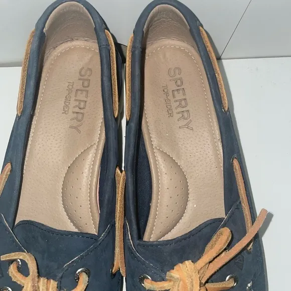 Platform sperry loafers lace up boating shoes navy blue sneakers tennis shoes