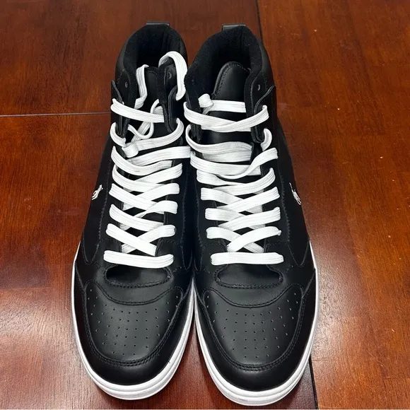 Polo Ralph Lauren Court High Top Leather Sneakers Men’s 10.5 Black W/White Pony