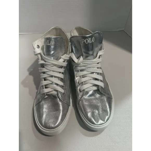 Polo Ralph Lauren Kids Shoes Silver Slater Mid-Top Boot SIZE 5.5
