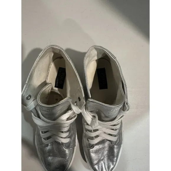 Polo Ralph Lauren Kids Shoes Silver Slater Mid-Top Boot SIZE 5.5